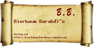 Bierbaum Barabás névjegykártya